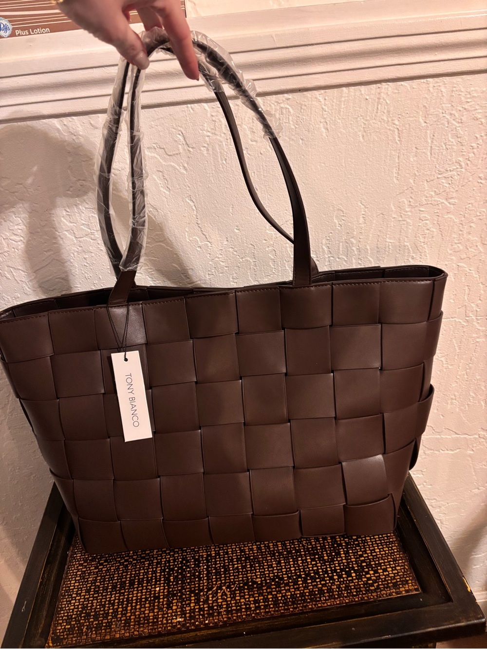 Tony Bianco Brown Woven Leather Tote - Picture 2 of 4